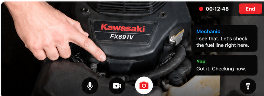 Example of a WrenchVu live video mechanic session